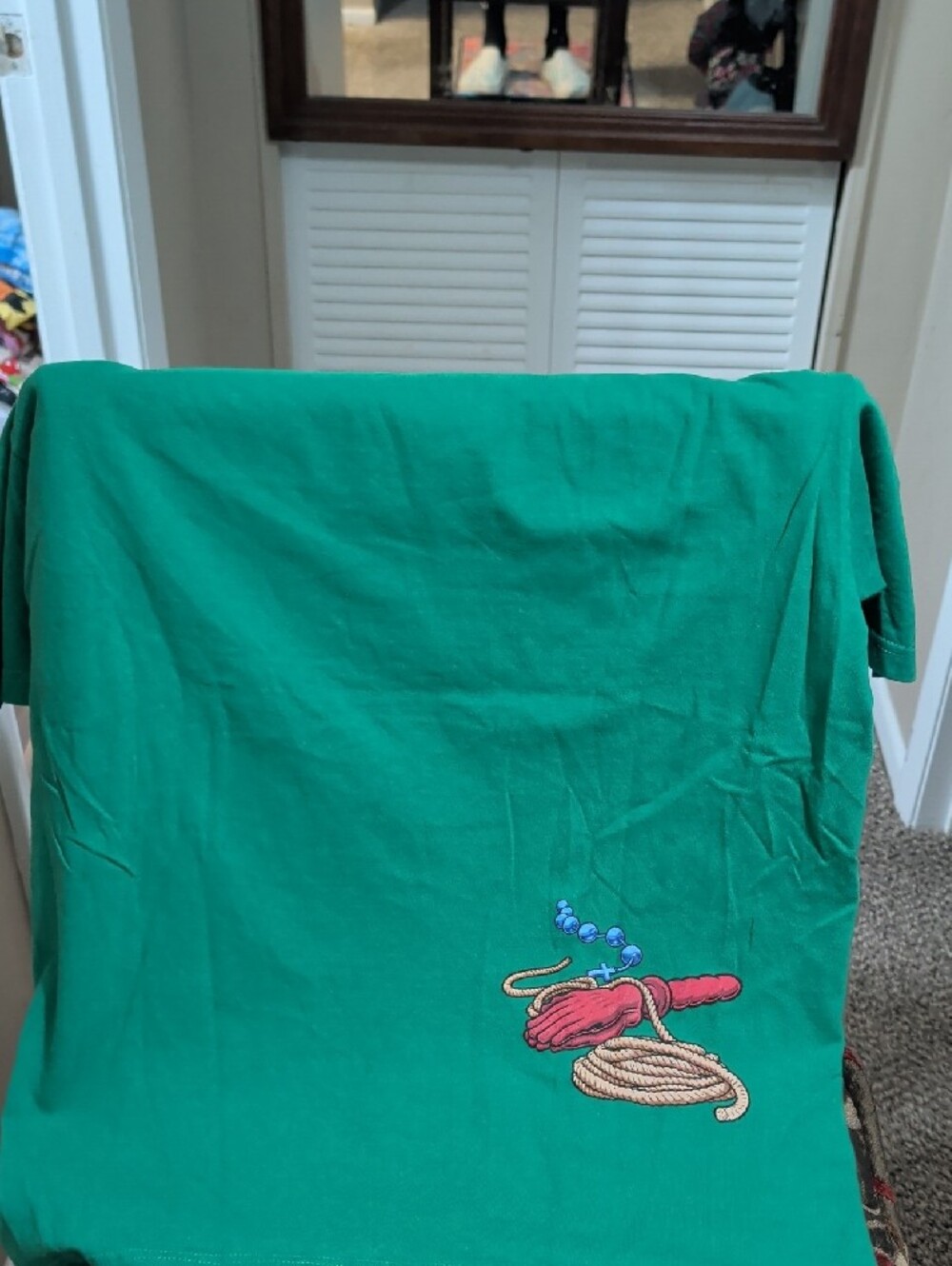Supreme Green T-Shirt with Nun Graphic and Red Logo - Picture 5 of 7